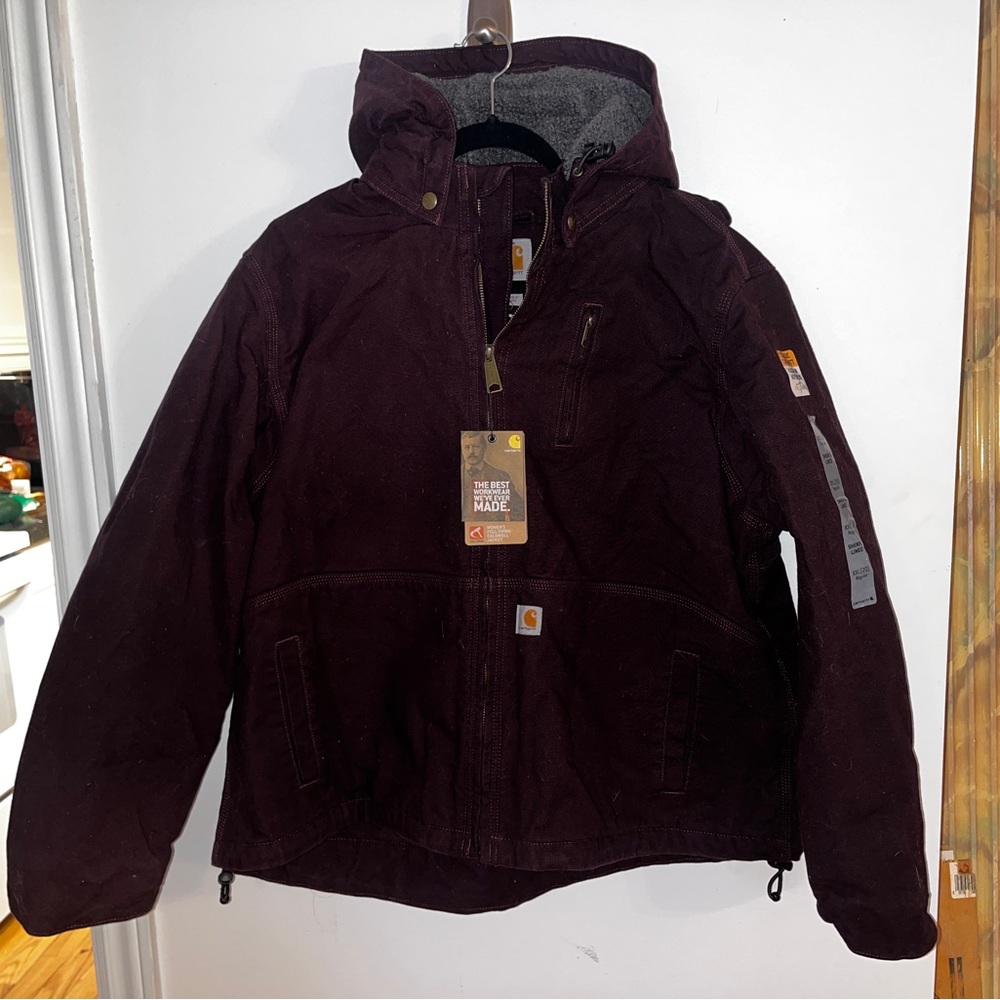 XXL Carhartt Purple Canvas Winter Coat with Detachable Hood